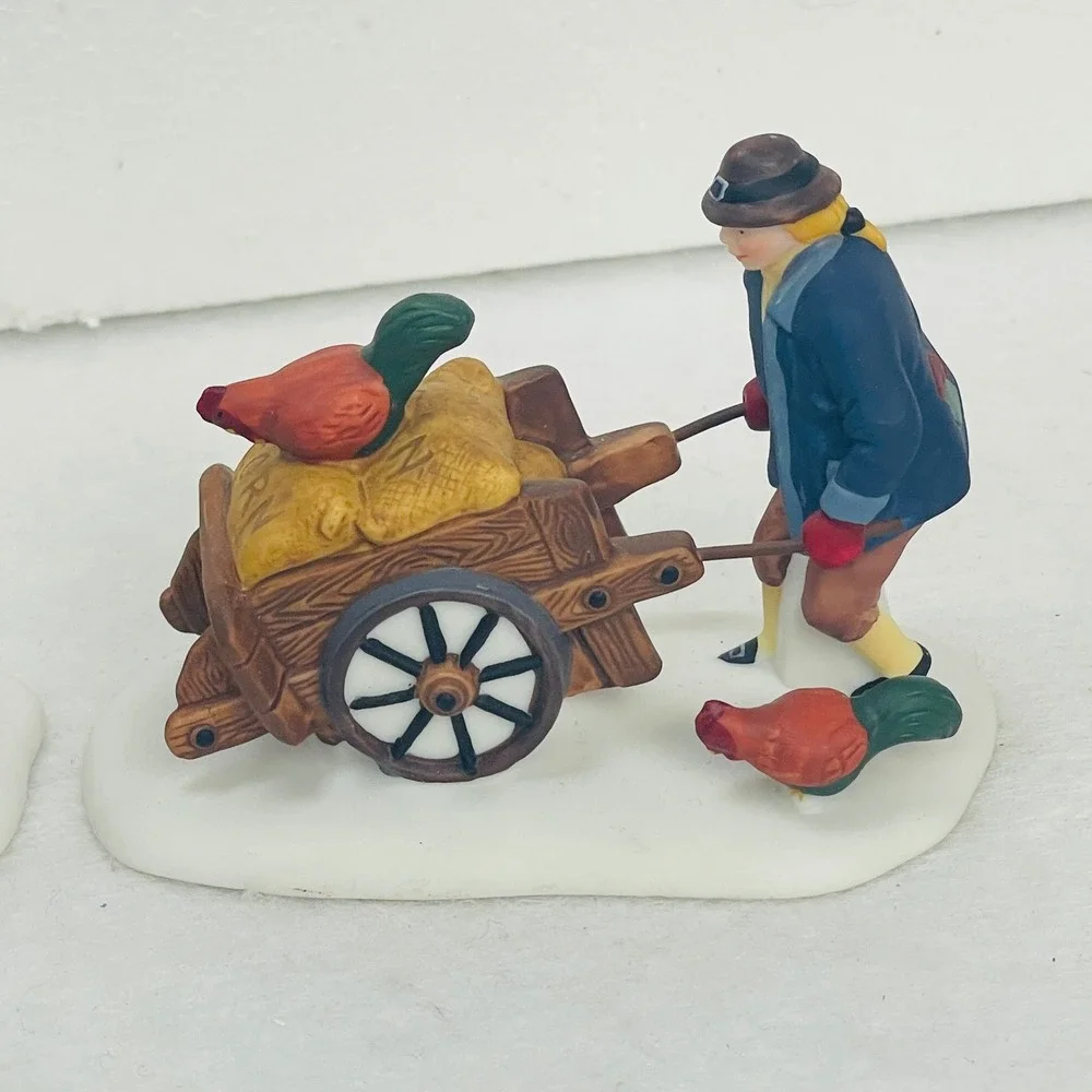 Dept 56 Heritage Village Harvest Seed Cart Set of 3 Porcelain Figures 5645-6